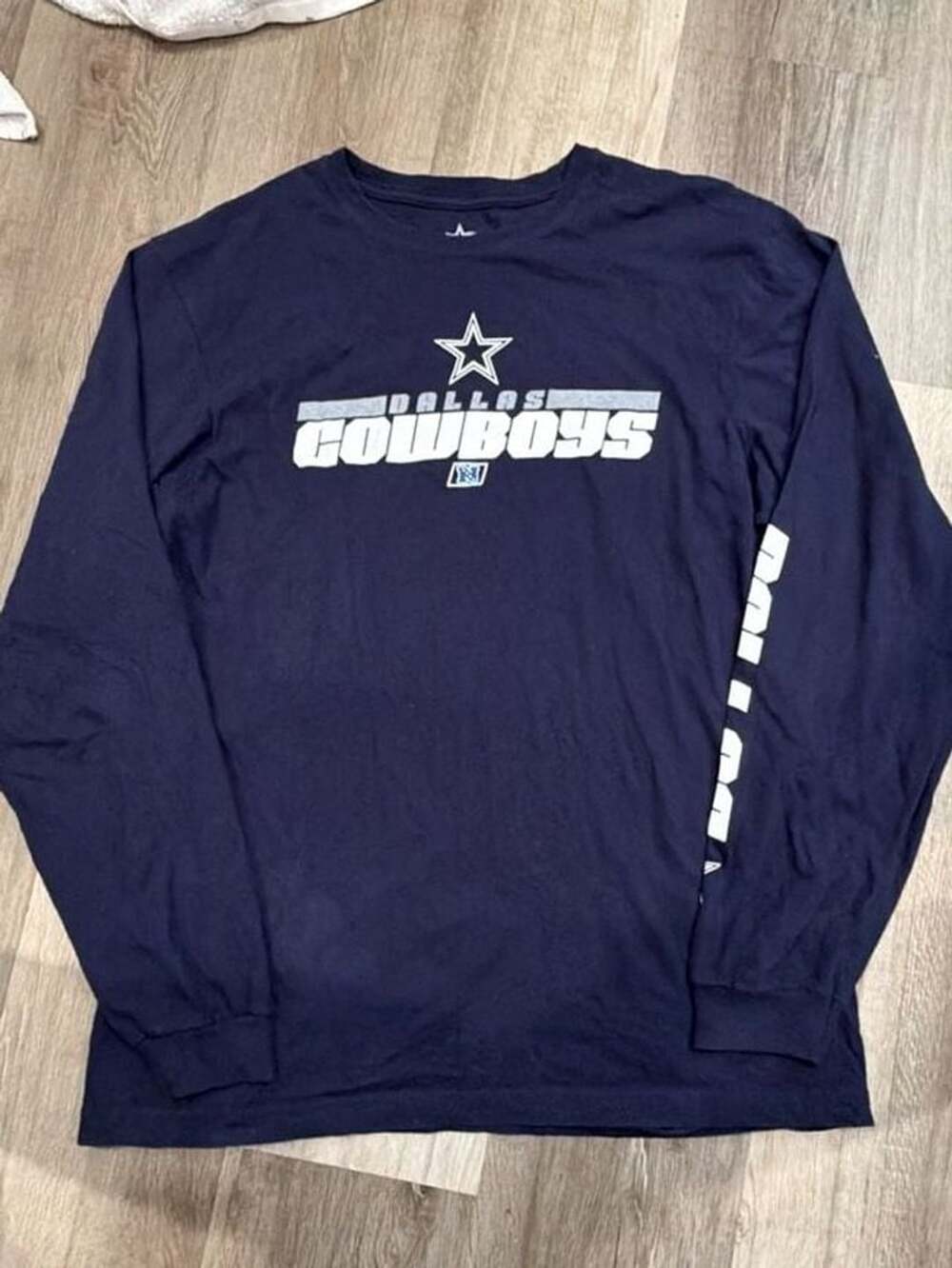 Dallas Cowboys Authentic Long Sleeve T-Shirt Size L Navy Blue Cotton